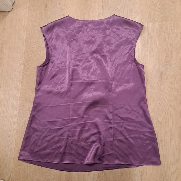 Lane Bryant Purple Satin Beaded Glam Y2K Babydoll Going Out Blouse Size 14 - Picture 3 of 9